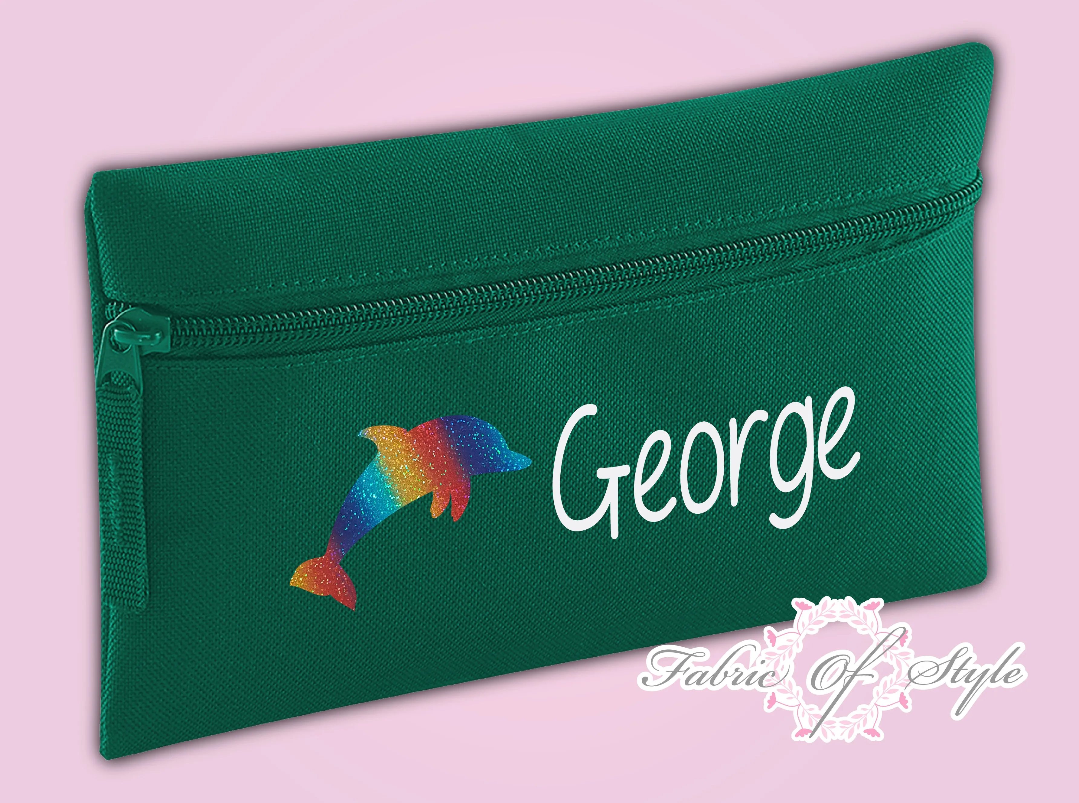 Personalised Dolphin Pencil Case Kids Stationery Back To School Zip School Bag