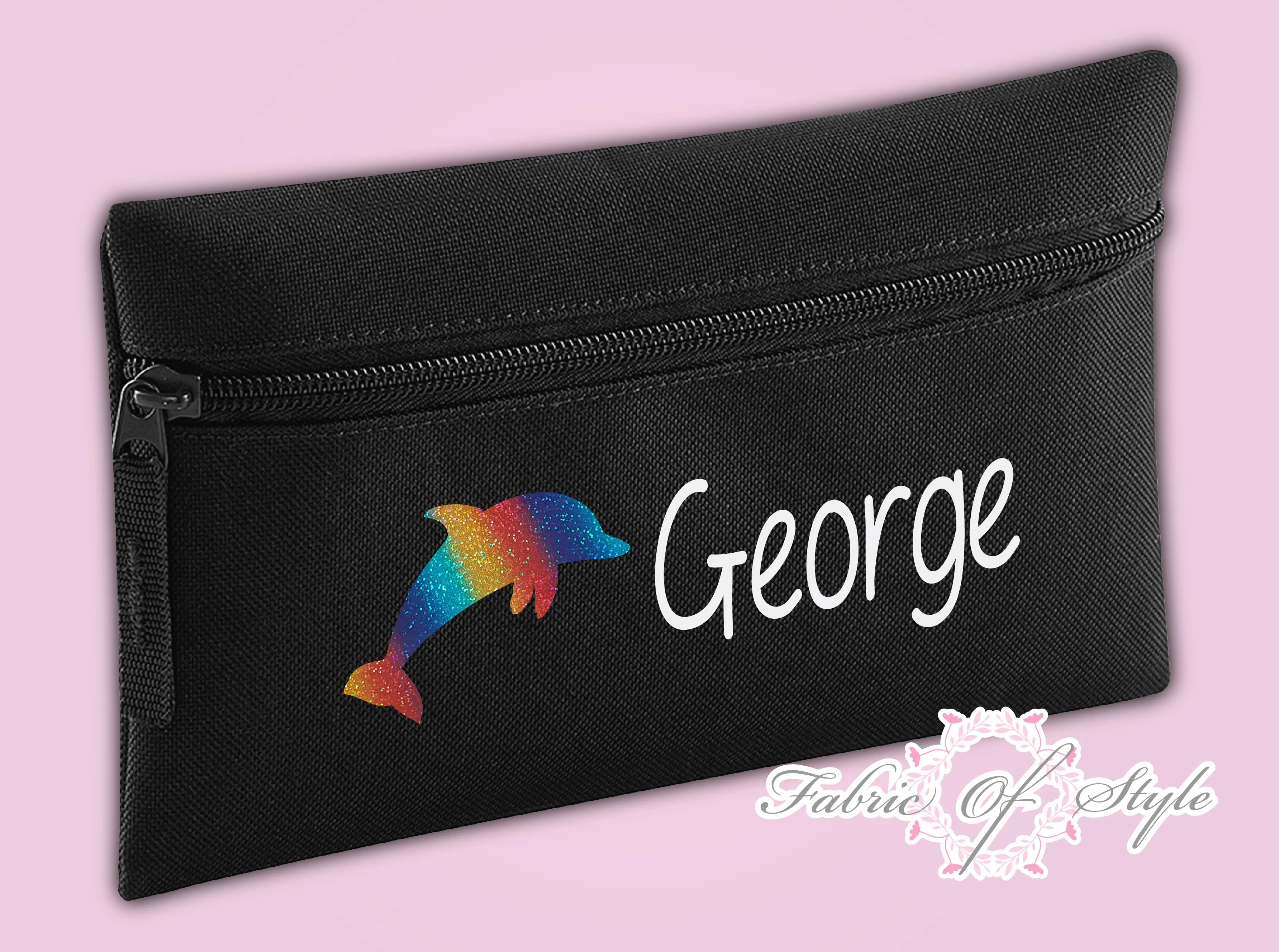 Personalised Dolphin Pencil Case Kids Stationery Back To School Zip School Bag