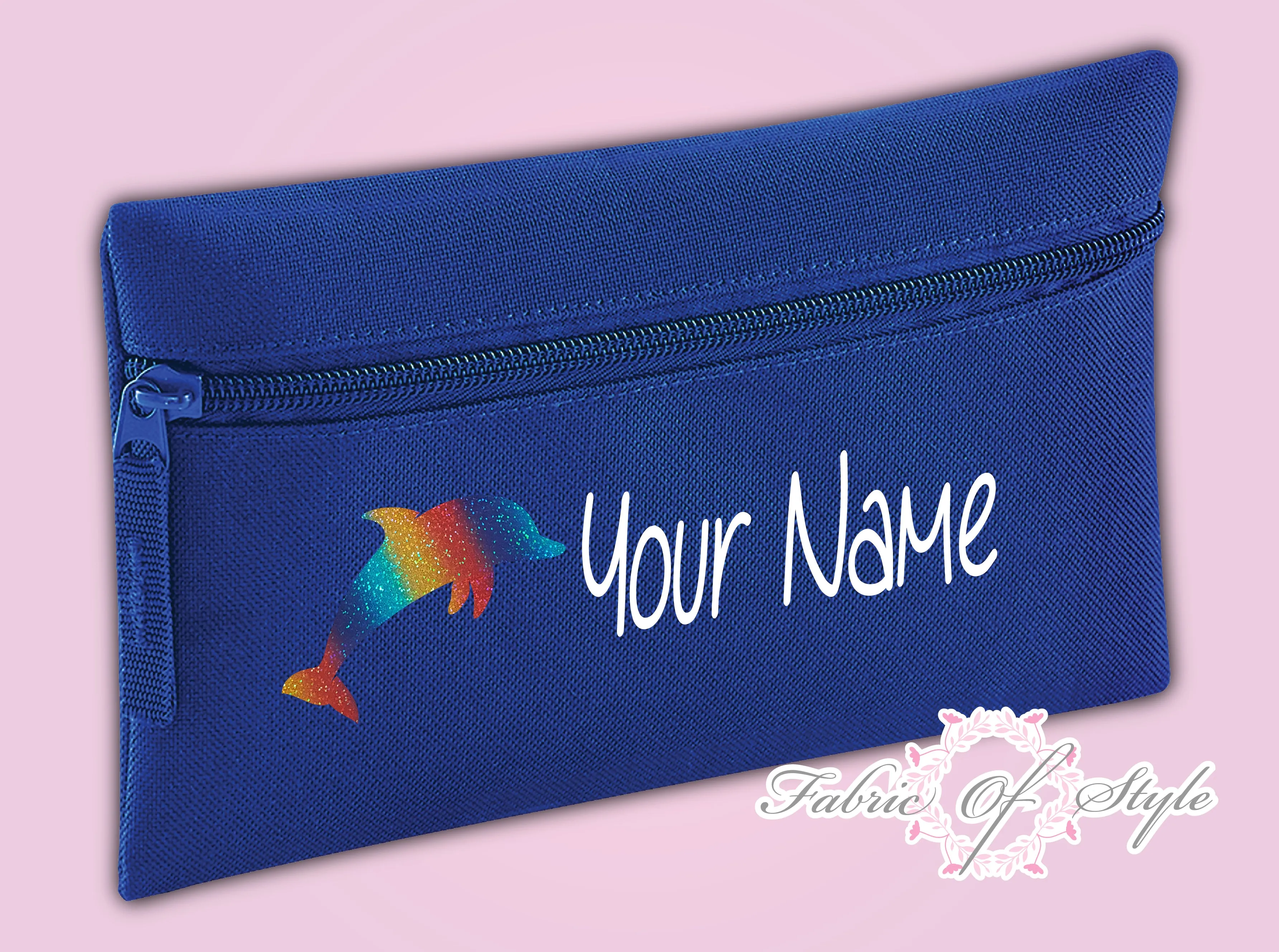 Personalised Dolphin Pencil Case Kids Stationery Back To School Zip School Bag