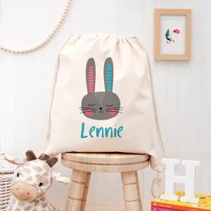 Personalised Sleeping Rabbit Cotton Nursery Bag