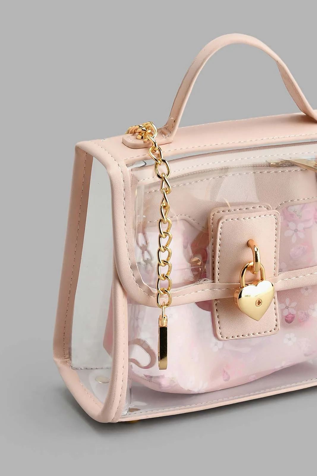 Pink Clear Crossbody Bag With Pouch