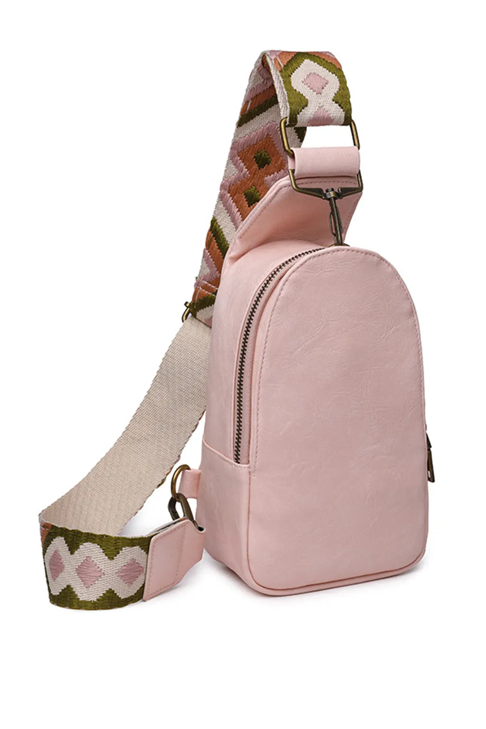 pink Faux leather crossbody chest bag