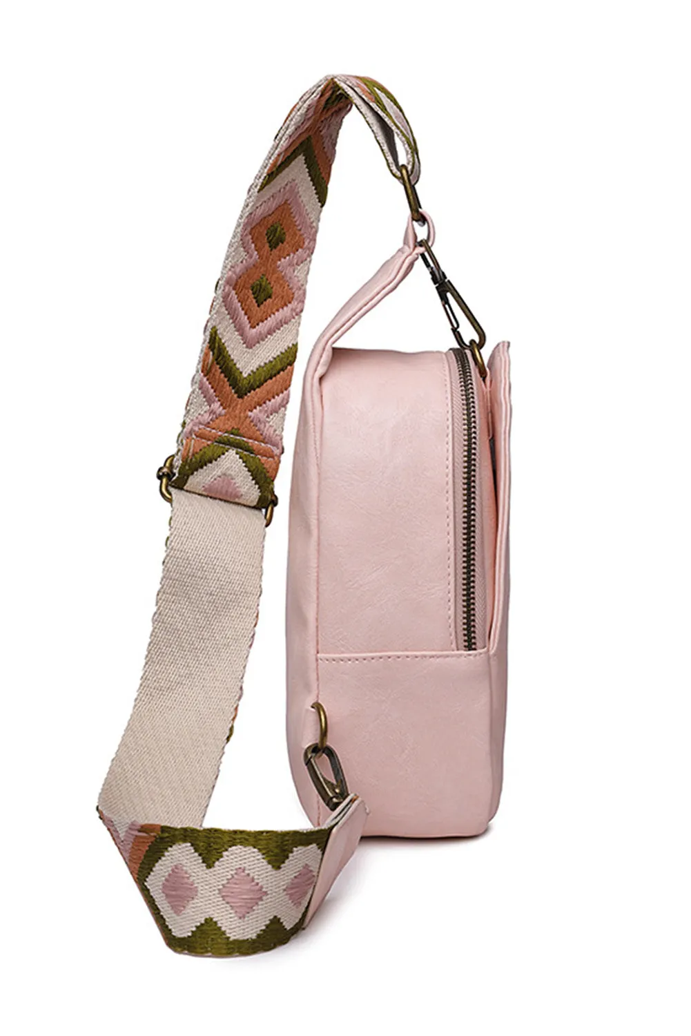 pink Faux leather crossbody chest bag