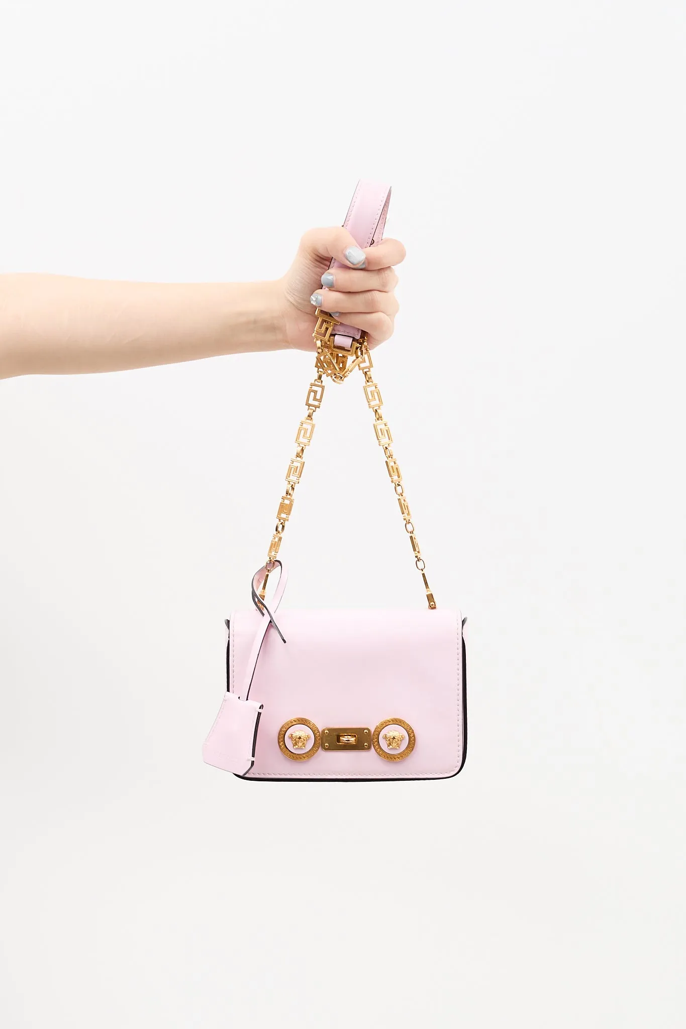 Pink Leather Mini Icon Flap Bag