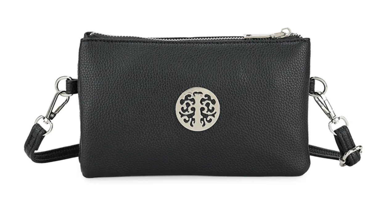 Plain Small Crossbody Bag With Tree Of Life Detail (11 Colours)