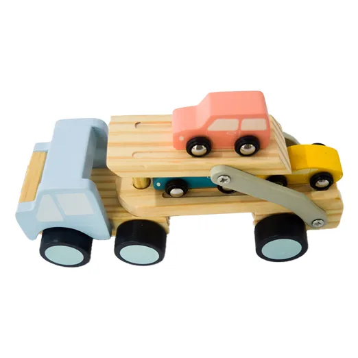 Playbox Car Carrier Truck and Cars Wooden Toy Set with 1 Carrier Truck and 3 Cars