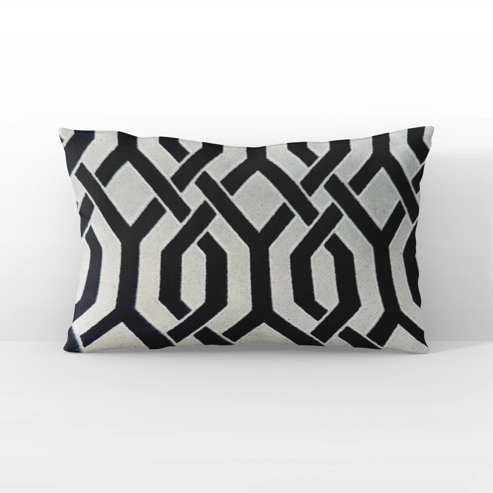 Plutus Navy Beige Opulent Trellis Imperial Trellis Luxury Throw Pillow