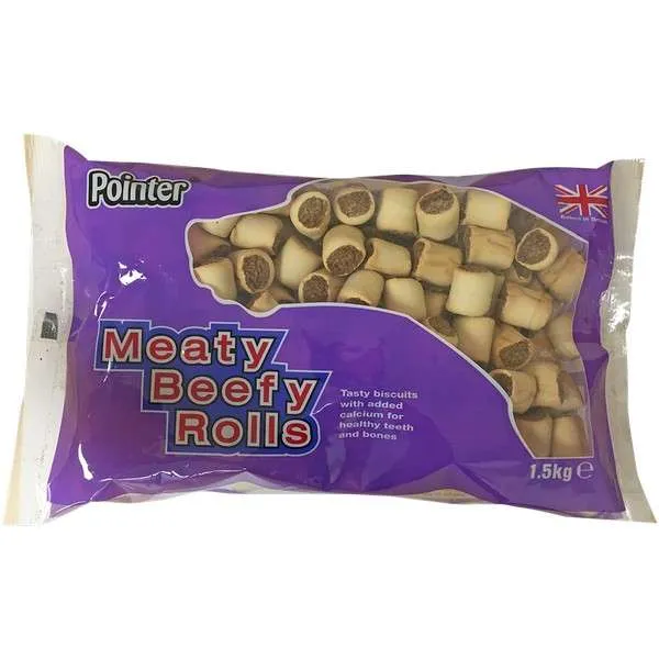 Pointer Meaty Beefy Rolls 1.5kg - Case of 4