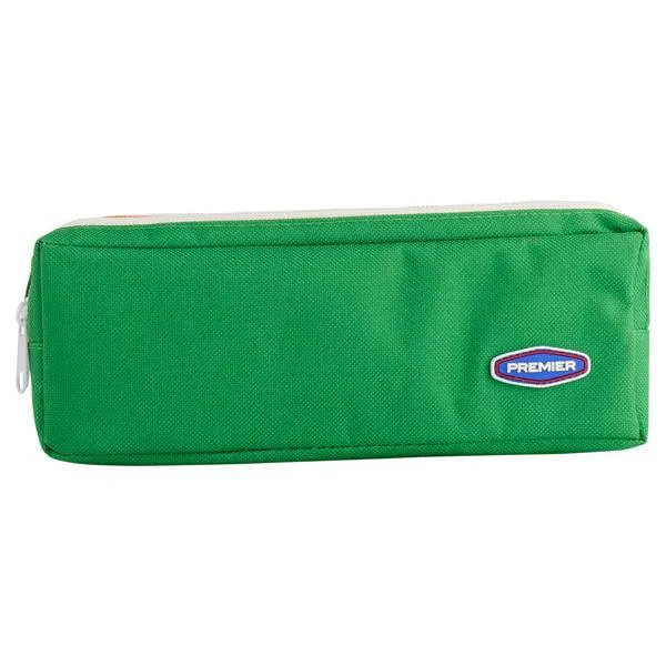 Premier 3 Pocket Zip Pencil Case - Green and Orange