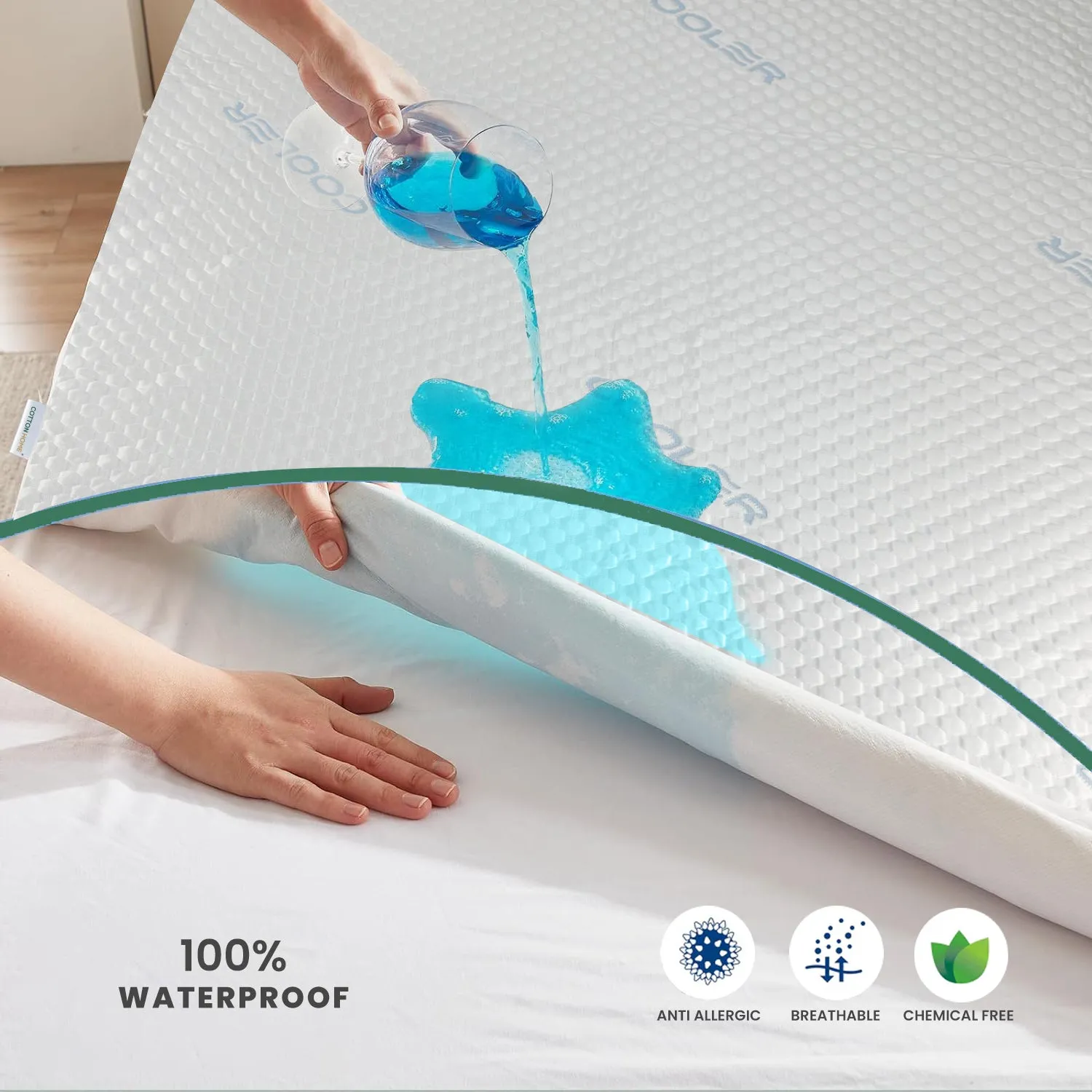 Premium Coolent Mattress Protector 100x200 35CM | Breathable & Waterproof by Cotton Home