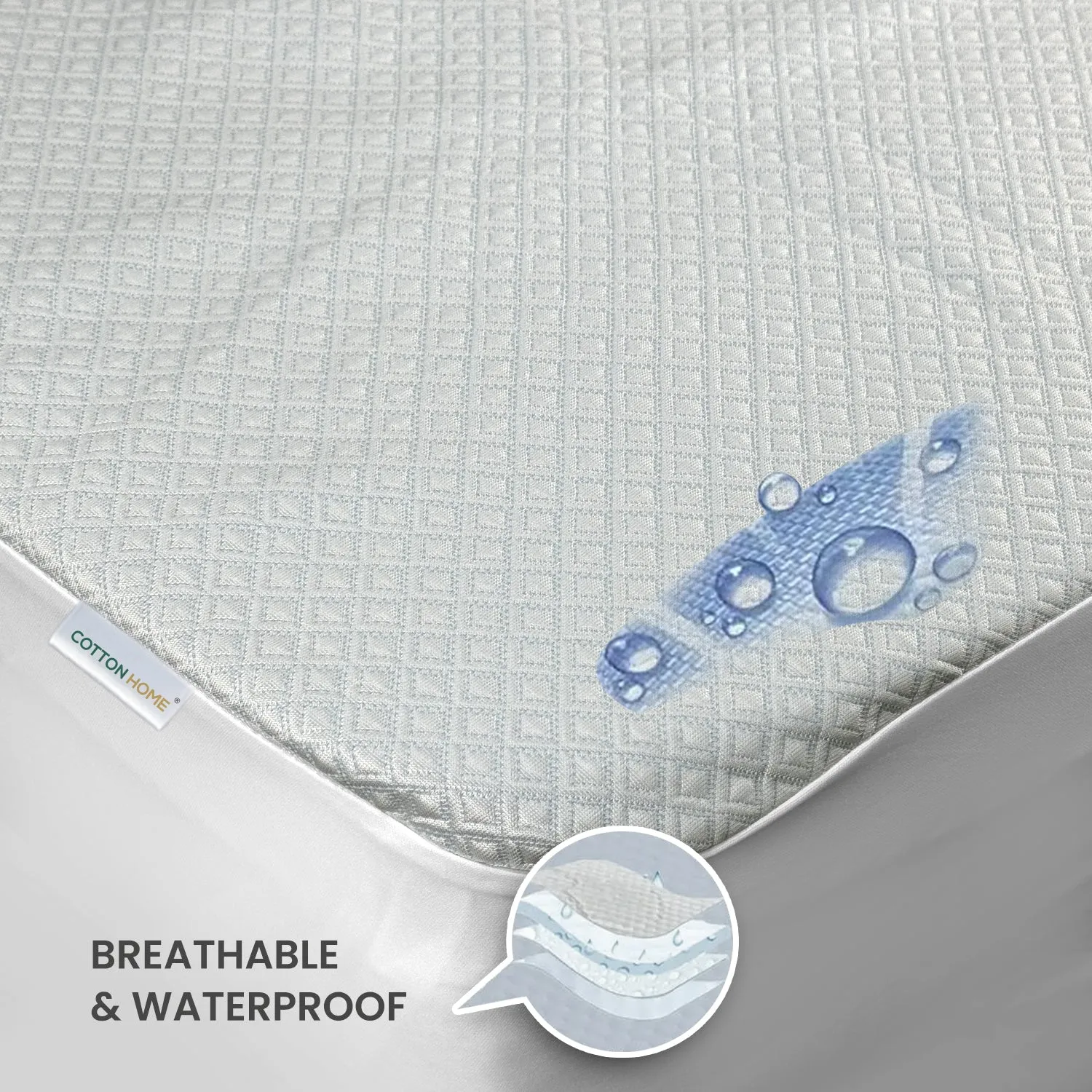 Premium Cooling Mattress Protector 160x200 35CM | Breathable & Waterproof by Cotton Home