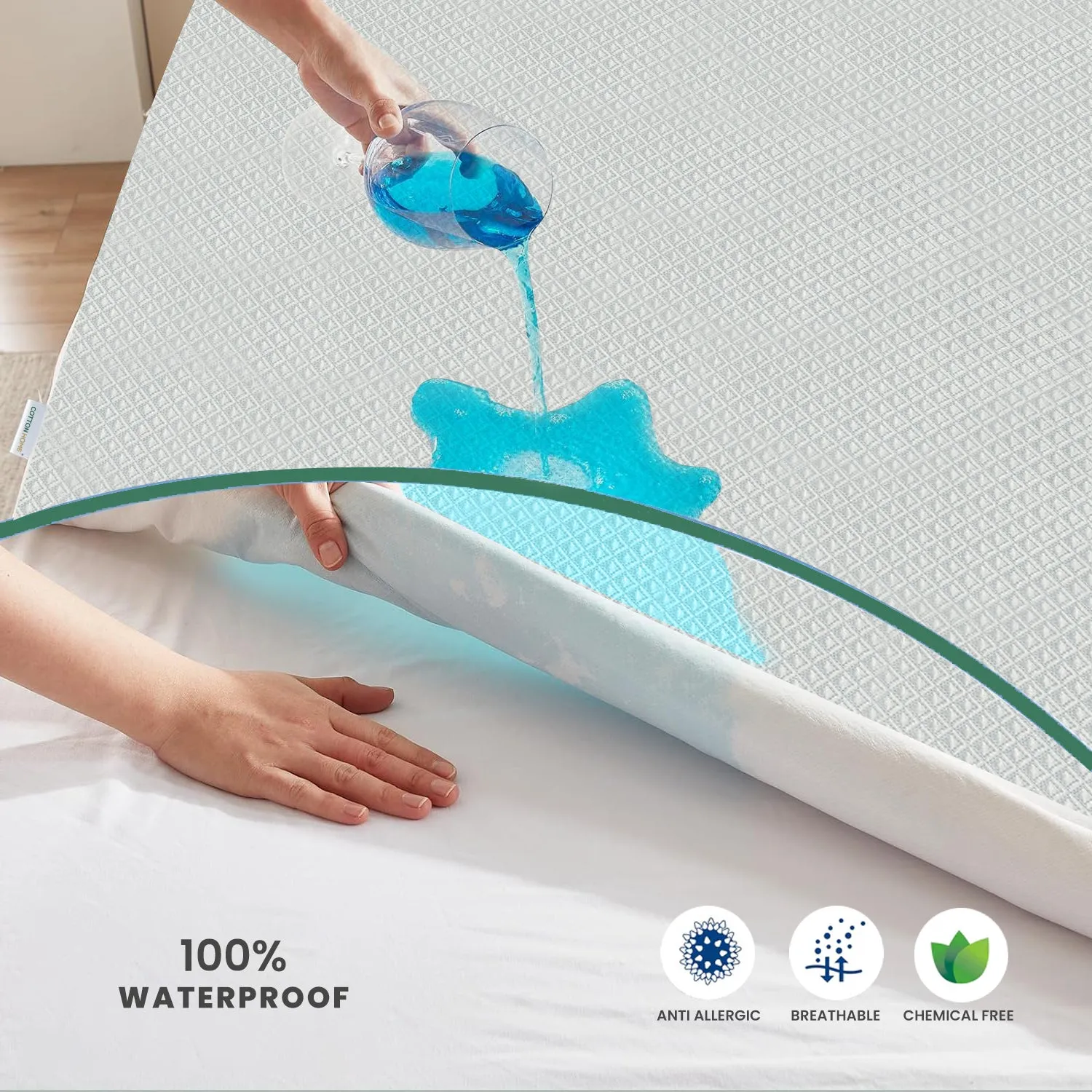 Premium Cooling Mattress Protector 160x200 35CM | Breathable & Waterproof by Cotton Home