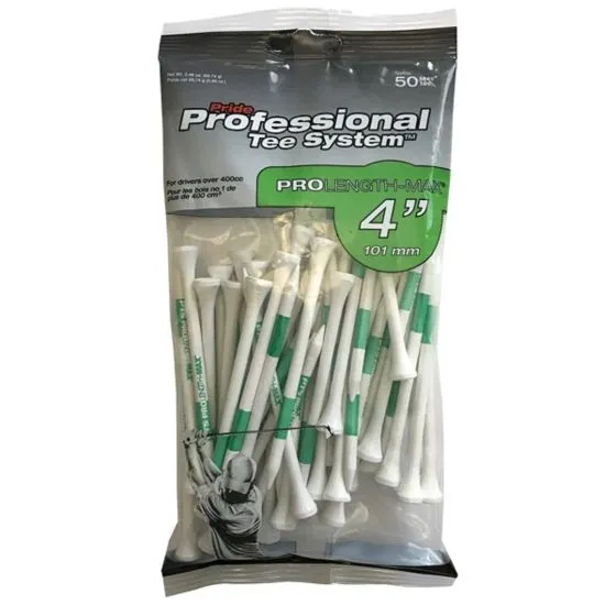 Pride Professional Tee System Golf Tees - Green 4" x 50 Tees