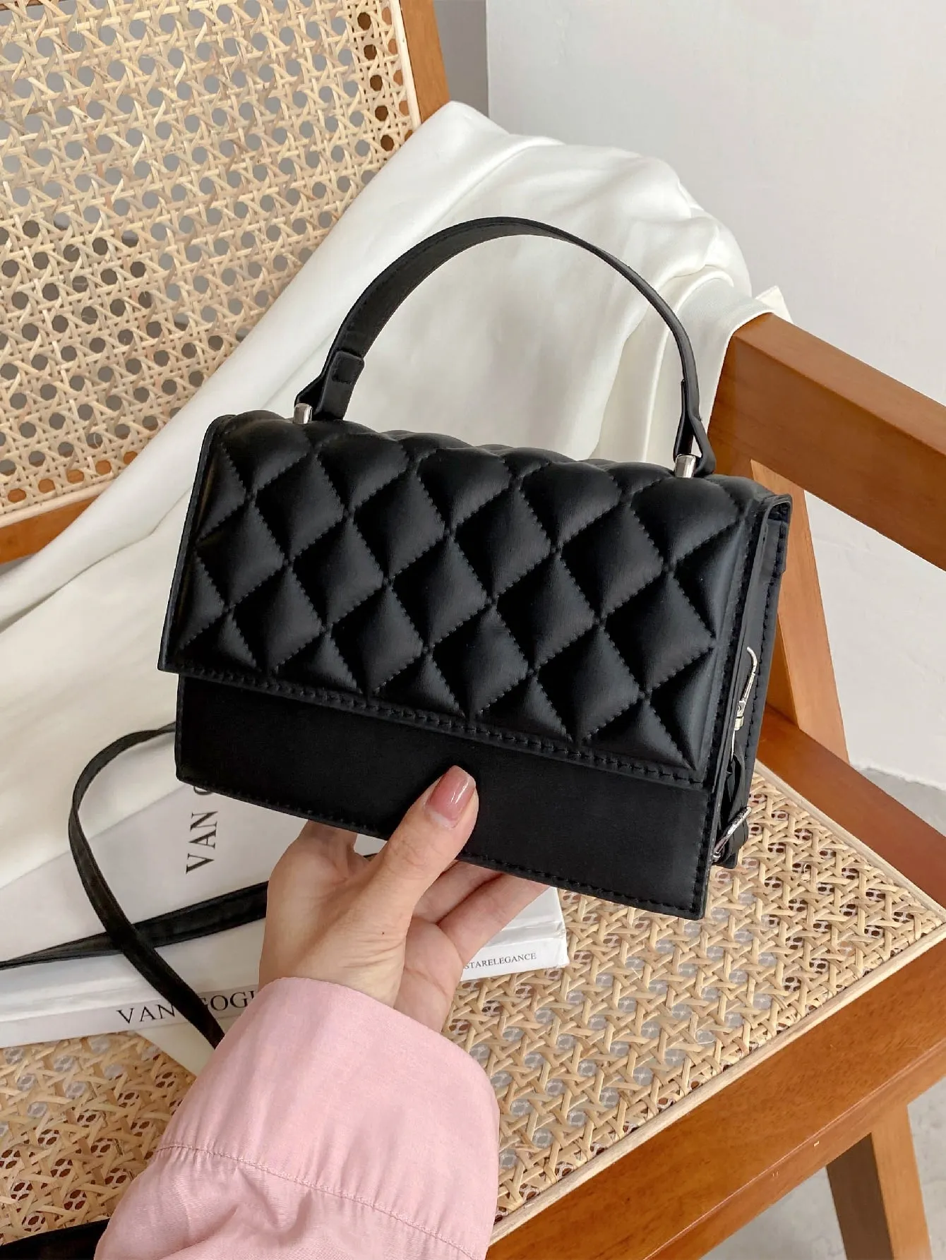 Quilted Flap Satchel Bag