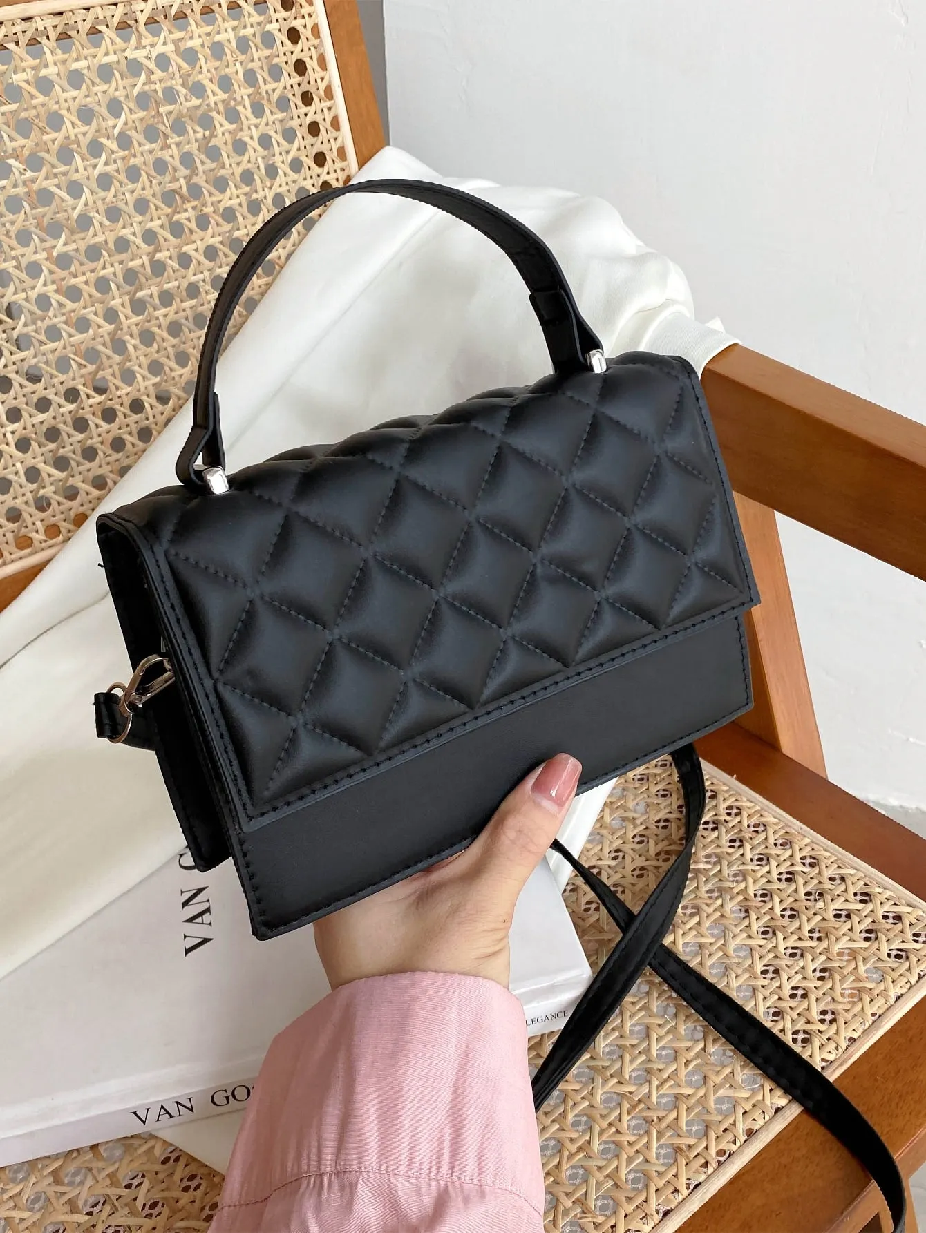 Quilted Flap Satchel Bag