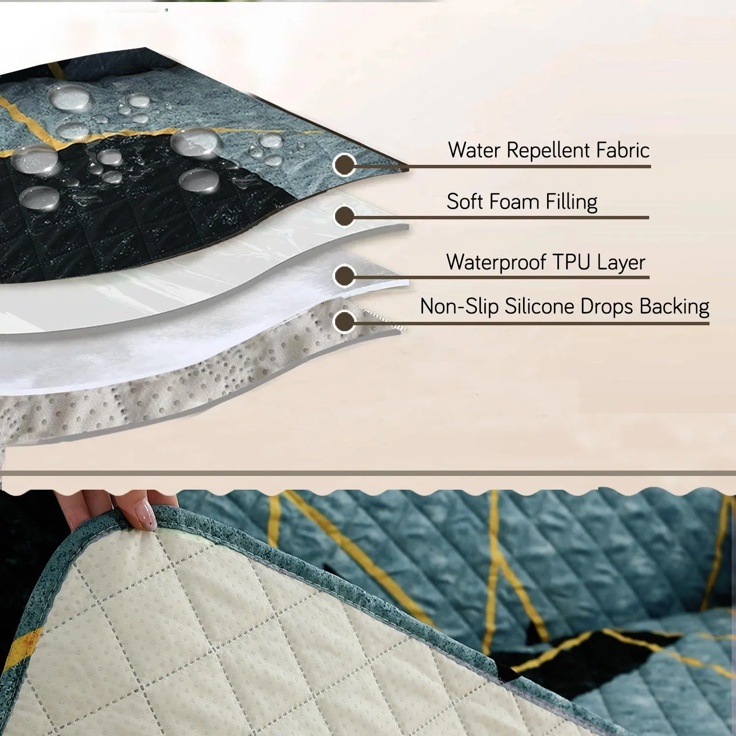 Quilted Recliner Water Repellent & Waterproof Cover for Small / Large - Multicolor Abstract Geometry