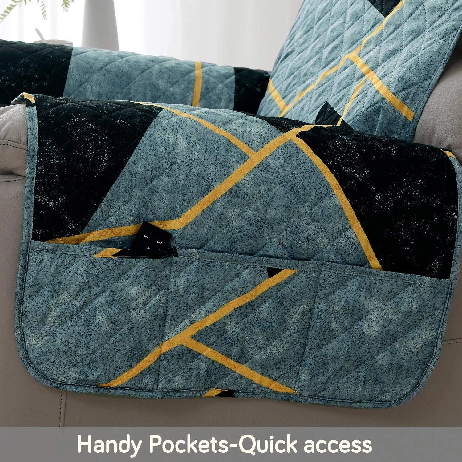 Quilted Recliner Water Repellent & Waterproof Cover for Small / Large - Multicolor Abstract Geometry