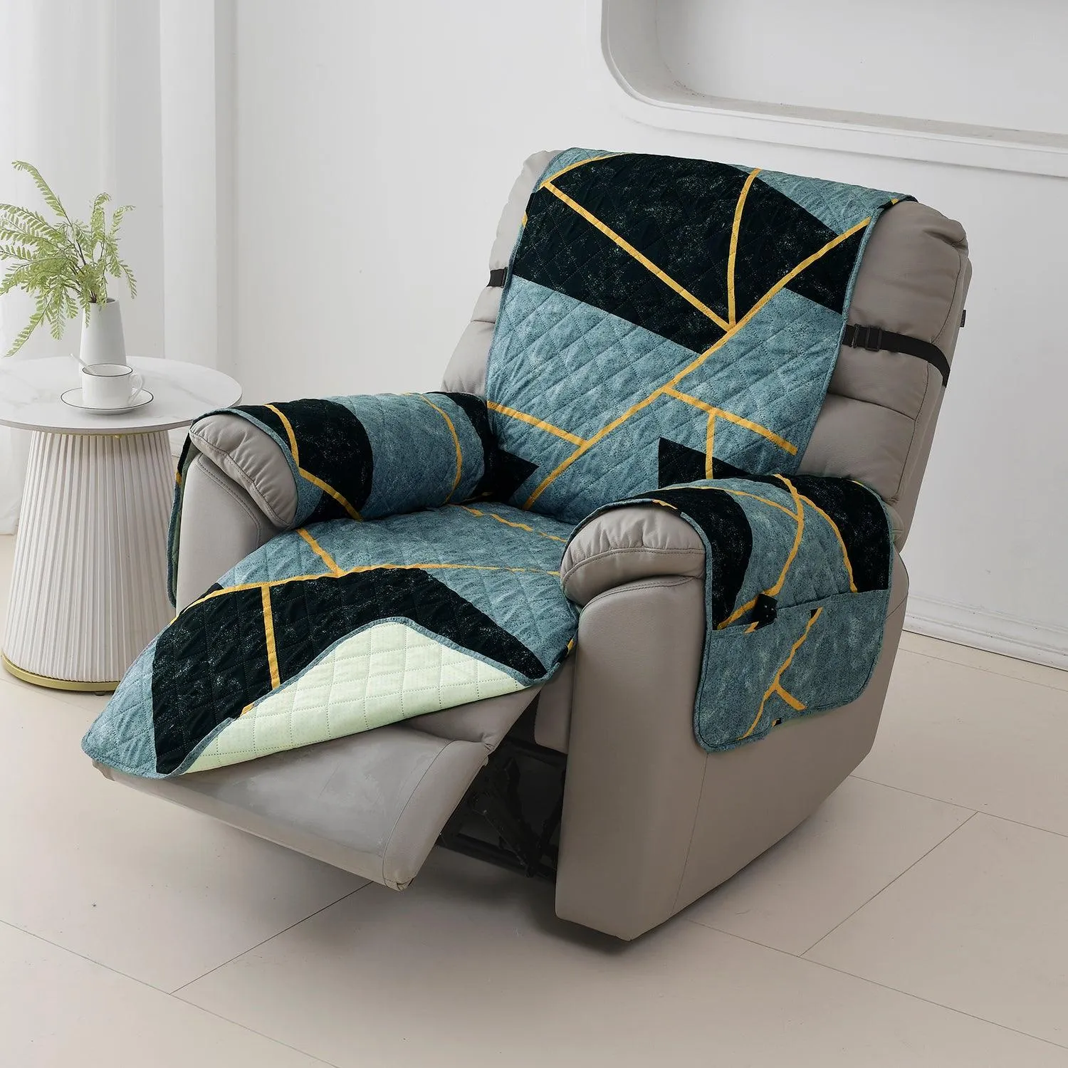 Quilted Recliner Water Repellent & Waterproof Cover for Small / Large - Multicolor Abstract Geometry