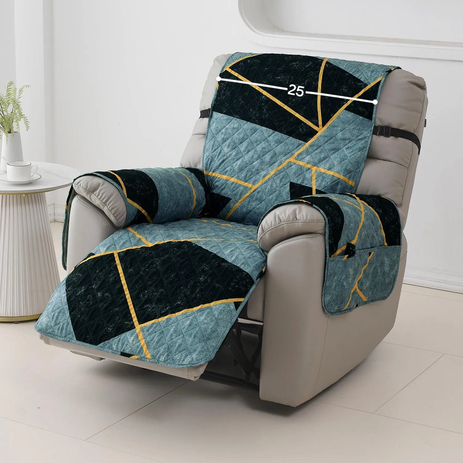 Quilted Recliner Water Repellent & Waterproof Cover for Small / Large - Multicolor Abstract Geometry