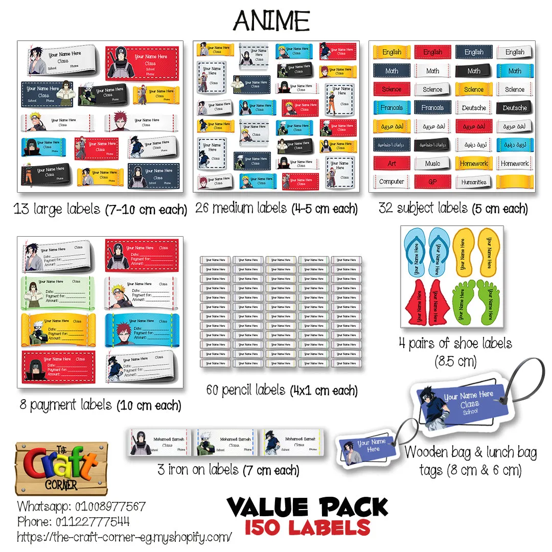 ""Anime" School labels packs