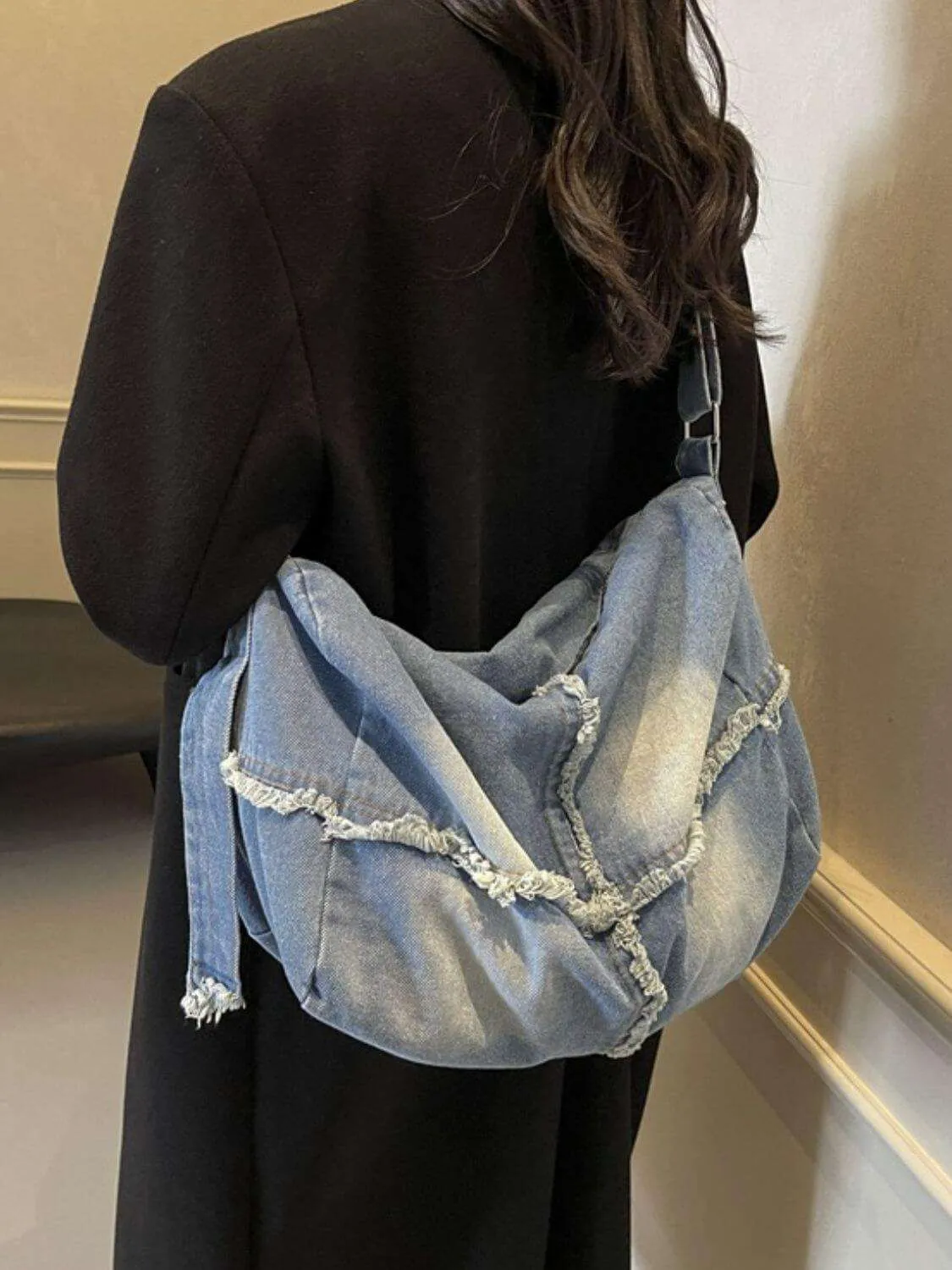 Raw Hem Gradient Crossbody Bag For women