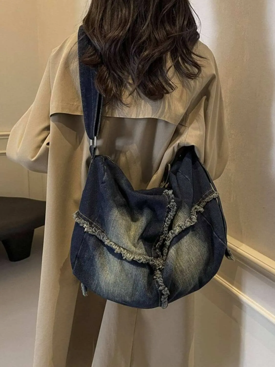 Raw Hem Gradient Crossbody Bag For women