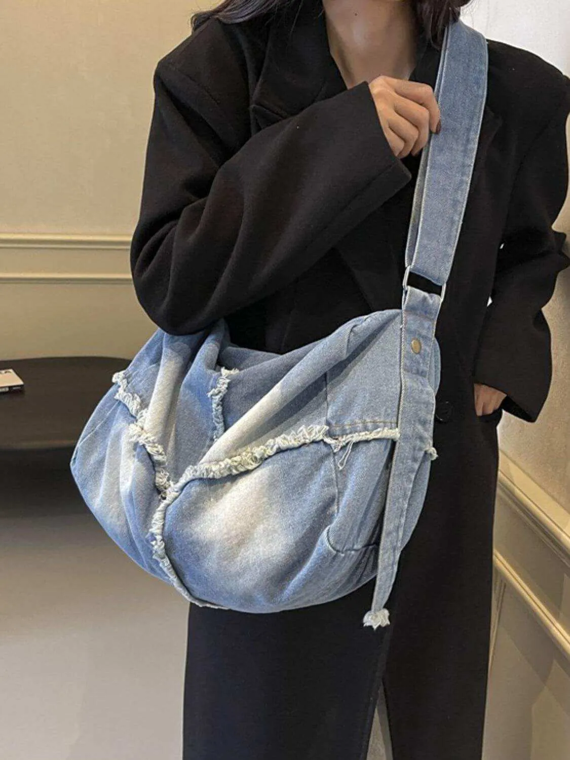 Raw Hem Gradient Crossbody Bag For women