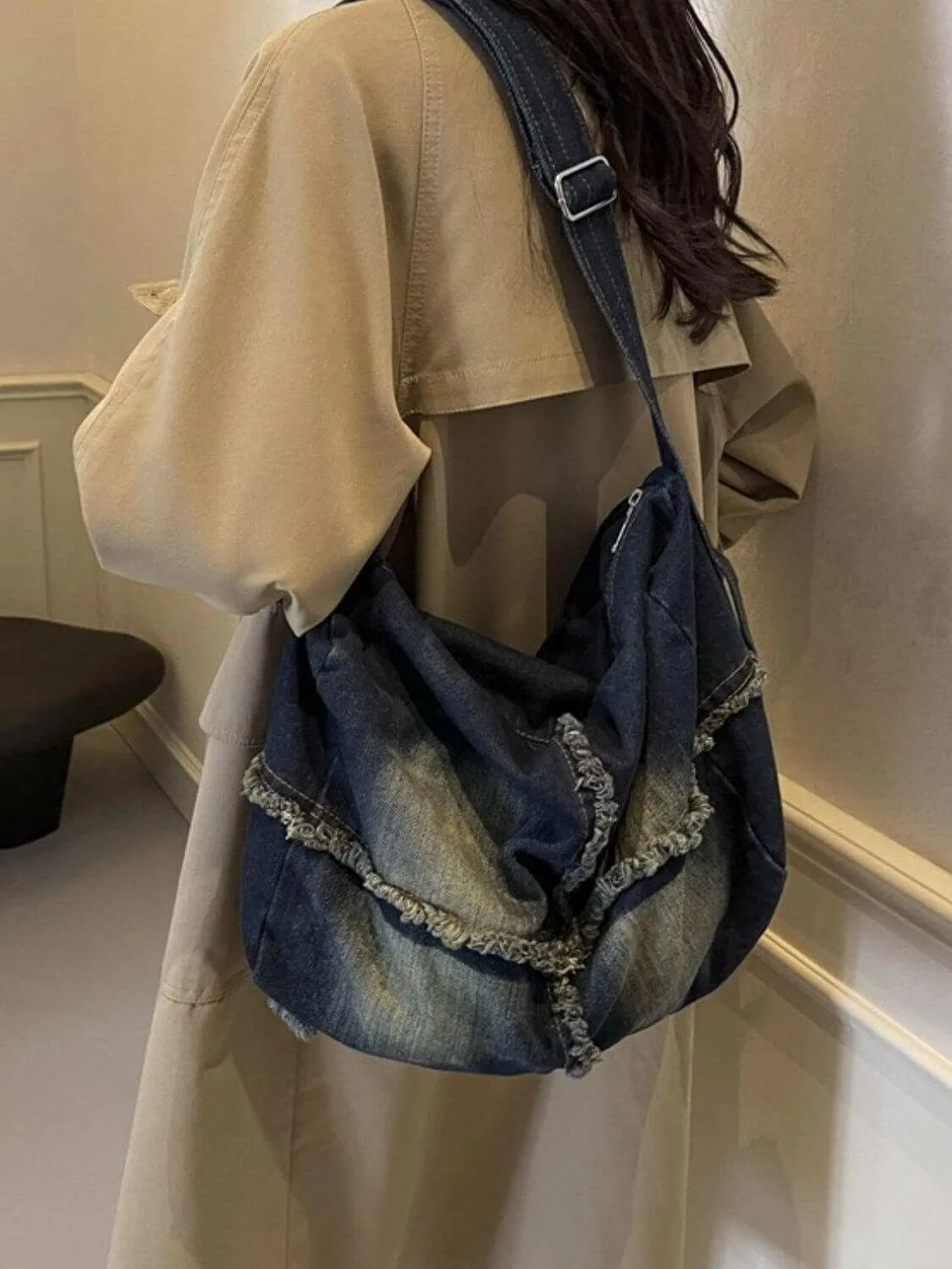 Raw Hem Gradient Crossbody Bag For women