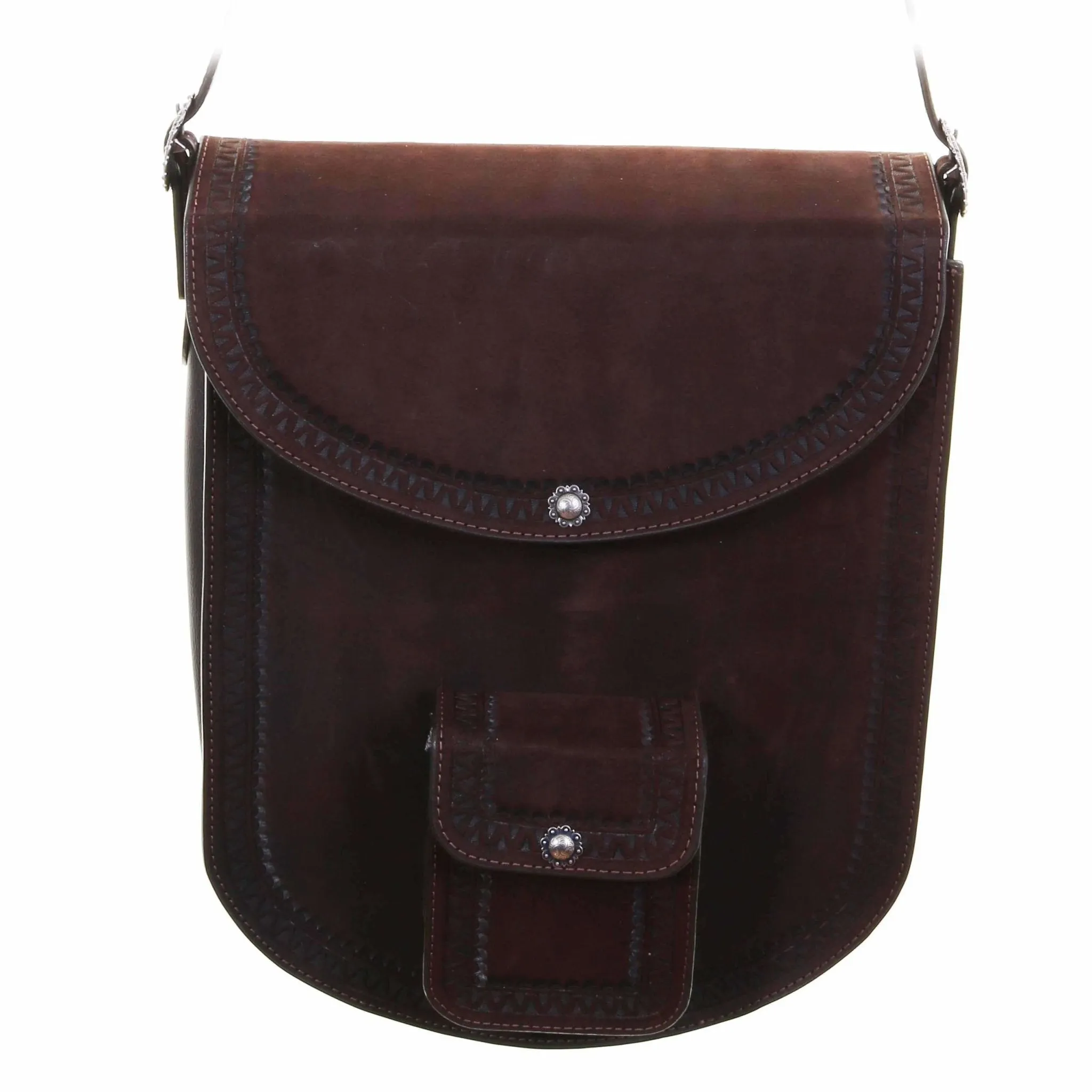 RB21 - Brown Rough Out Tooled Rope Bag