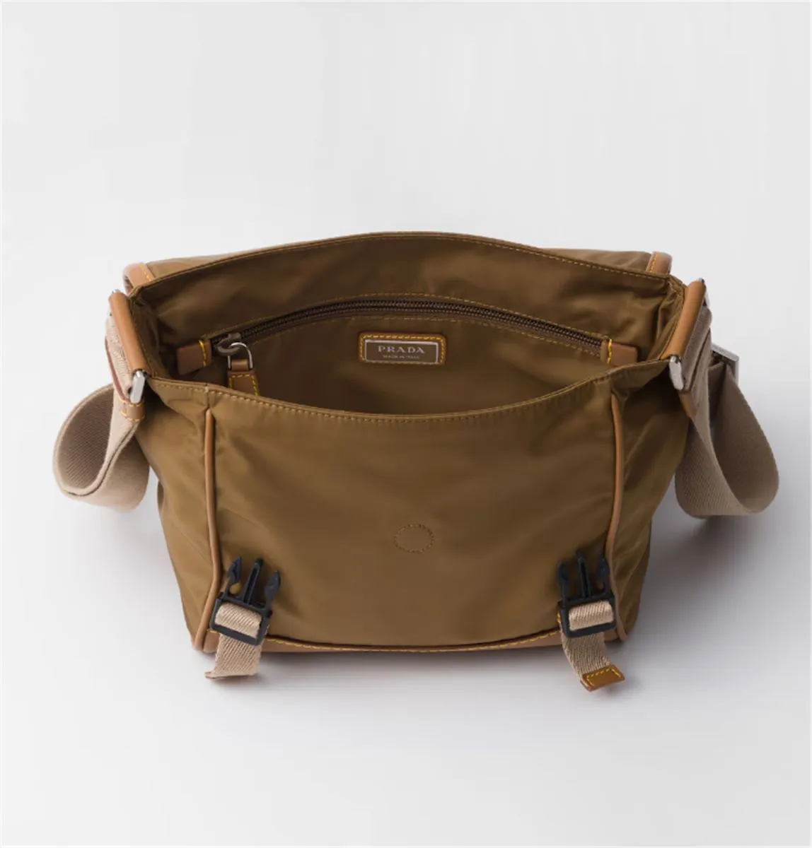 RE-NYLON AND LEATHER SHOULDER BAG