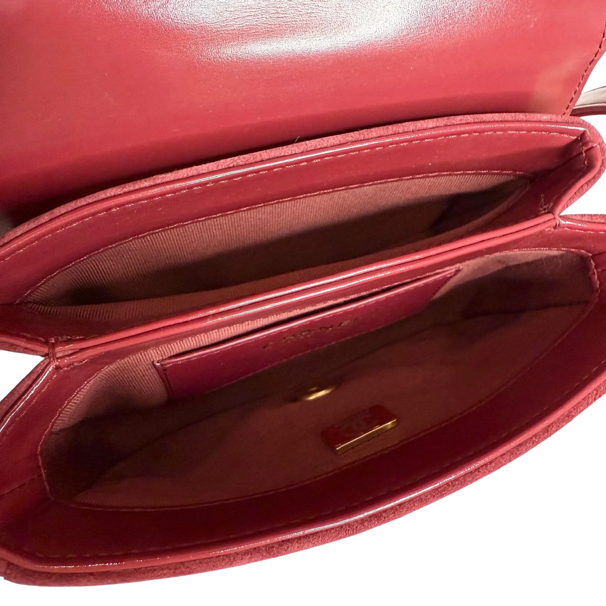 Red Lambskin Crossbody Bag