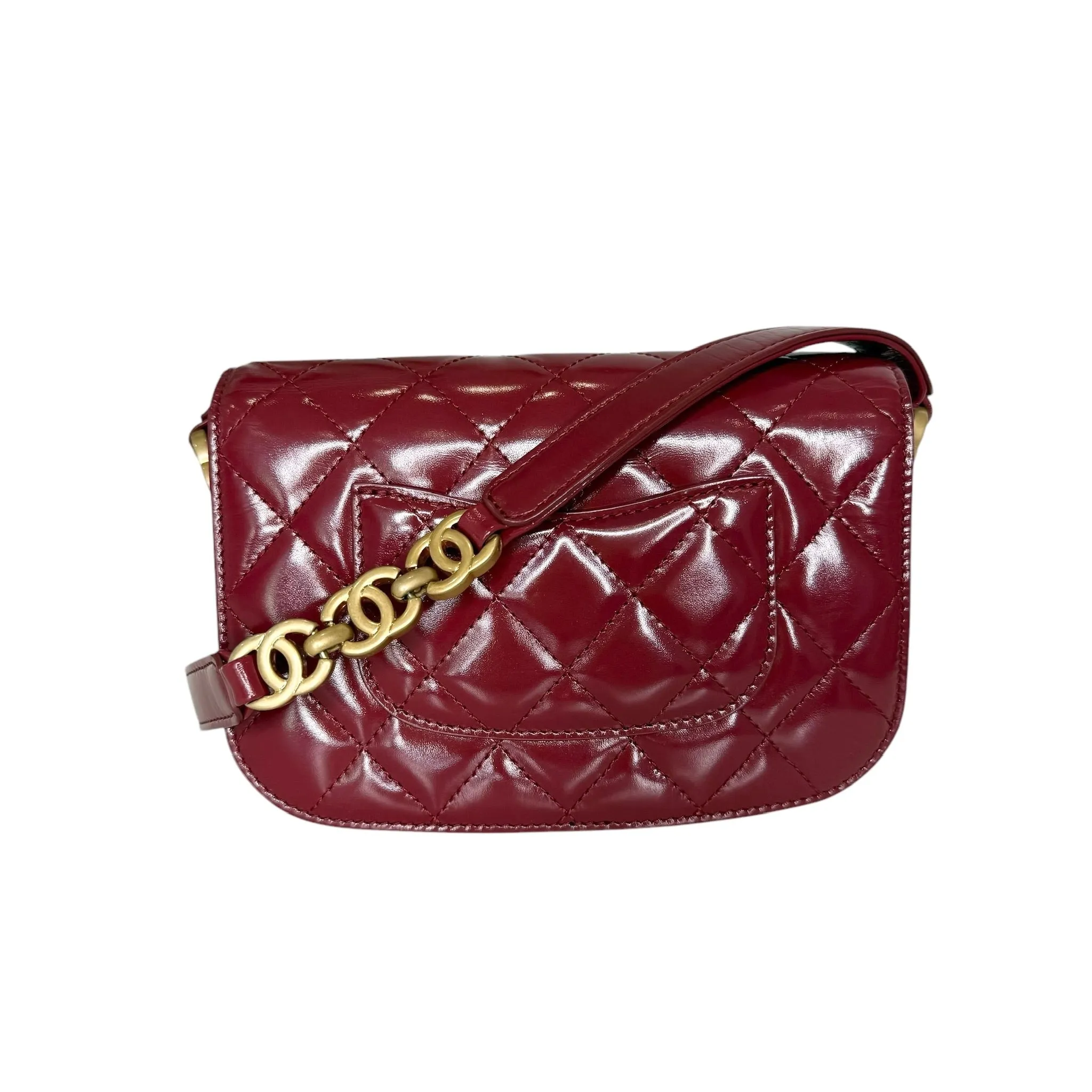 Red Lambskin Crossbody Bag