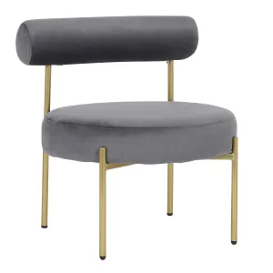 Rhonda Contemporary/Glam Accent Chair in Gold Steel and Silver Velvet by LumiSource