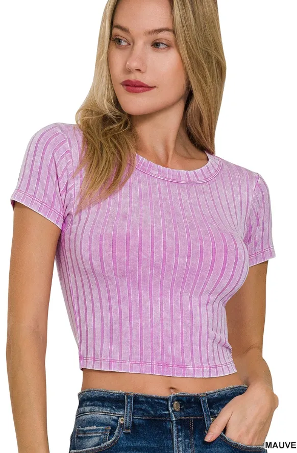 Rib Short Sleeve Crop