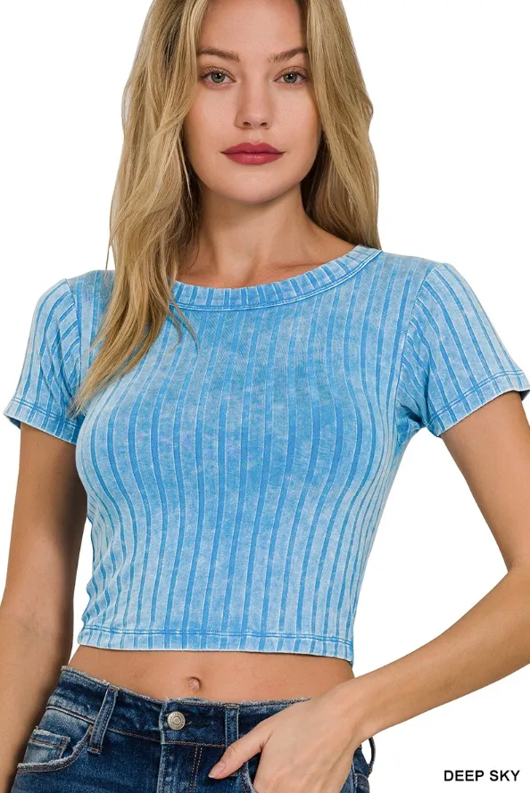 Rib Short Sleeve Crop