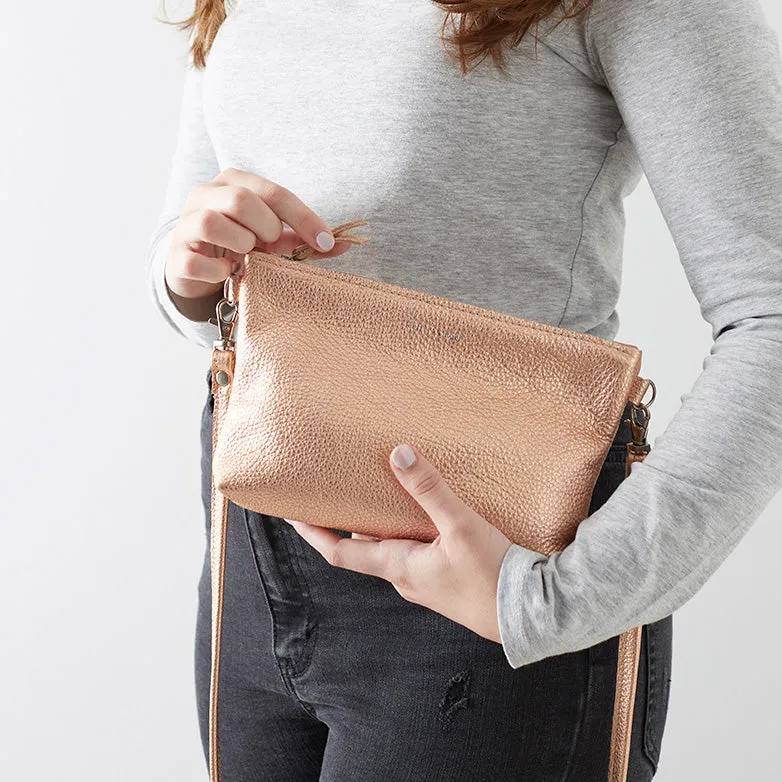 Rose Gold Leather Crossbody Bag