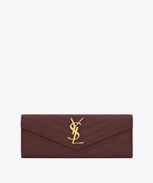 Saint Laurent Monogram Large Flap Wallet Dark Red De Poudre