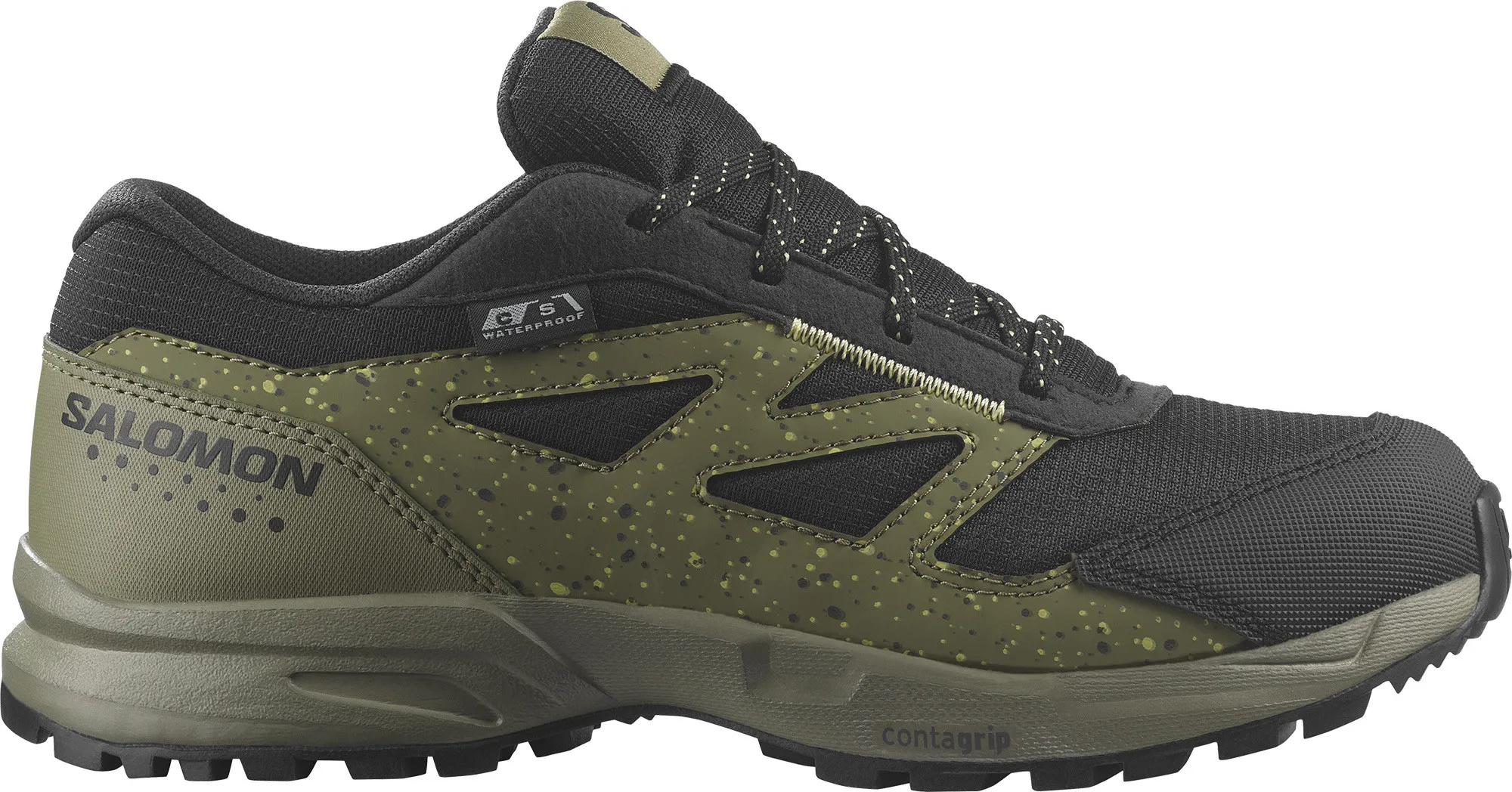 Salomon Juniors&#x27; Outway Climasalomon™ Waterproof Deep Lichen Green/Black/Charlock | Buy Salomon Juniors&#x27; Outway Climasalomon™ Waterproof Deep Lichen Green/Black/Charlock here | Outnorth