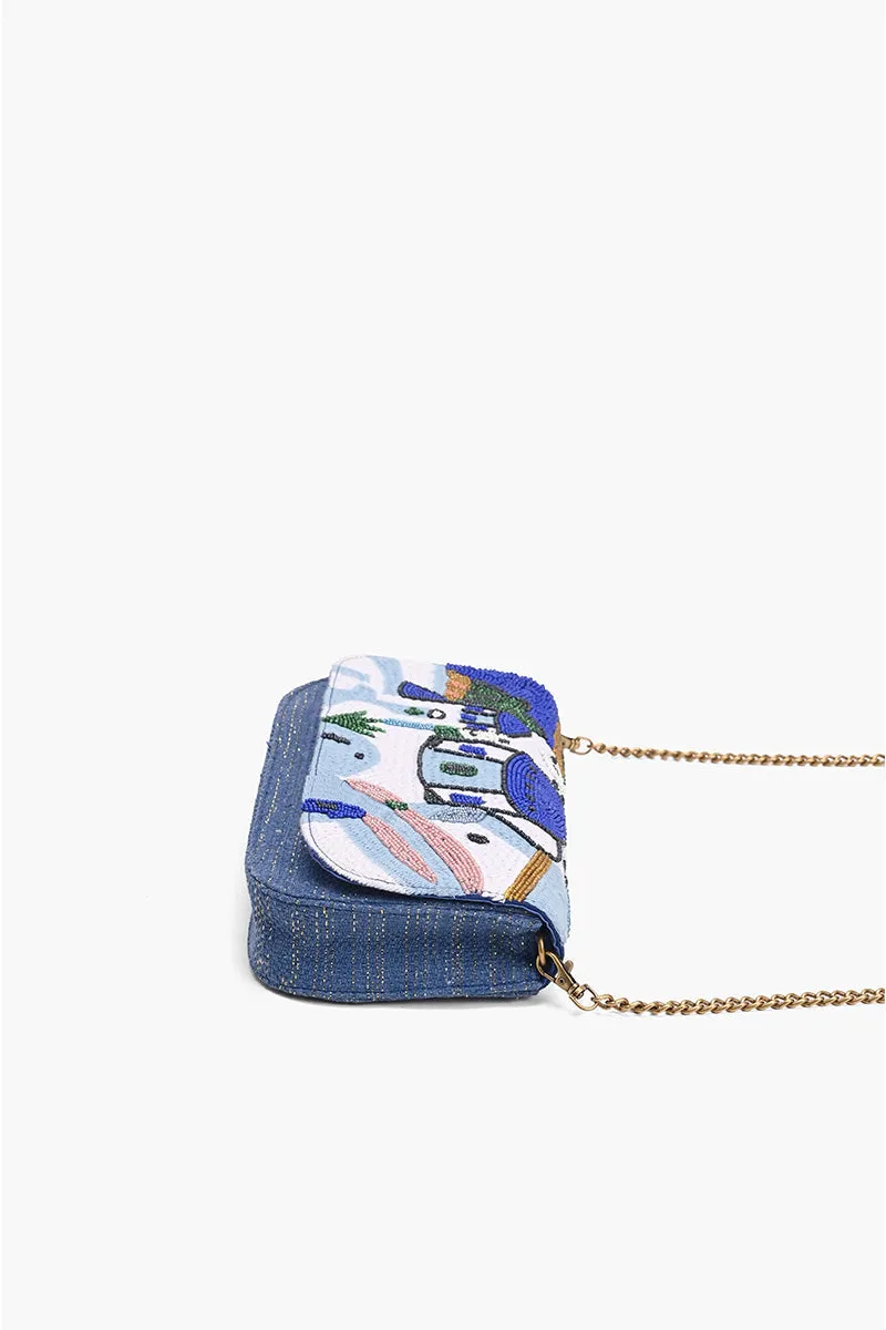 Santorini Sky Embellished Shoulder Bag