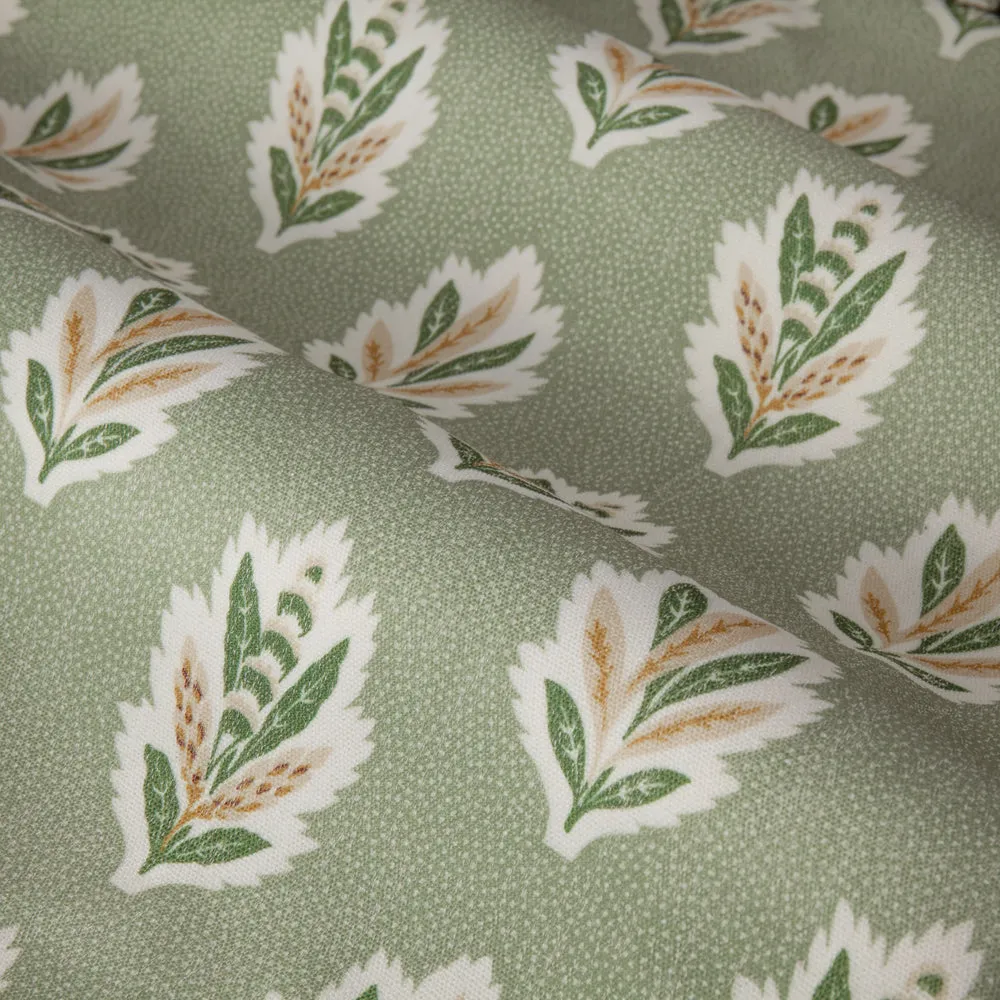 Sessile Leaf Motif Pencil Pleat Curtains Sage