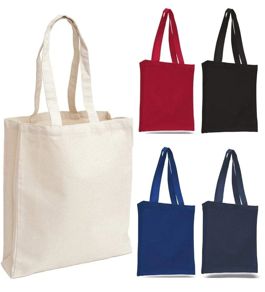 SET OF 100 CHEAP CANVAS TOTE BAG / BOOK BAG WITH GUSSET