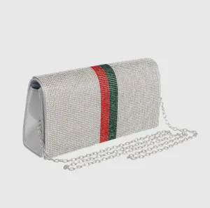 Silver Clutch with Stripe