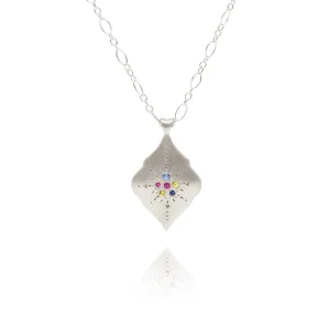 Silver Galaxy Multi-Colored Sapphires Necklace