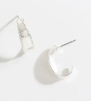 Silver J Hoop Earrings