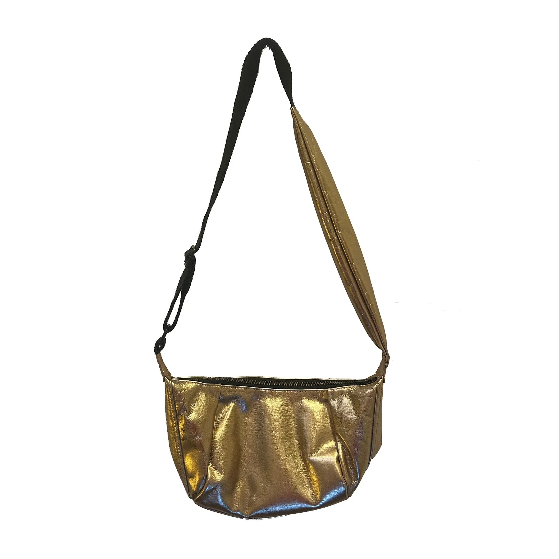 Small Gold Leather Crossbody Bag