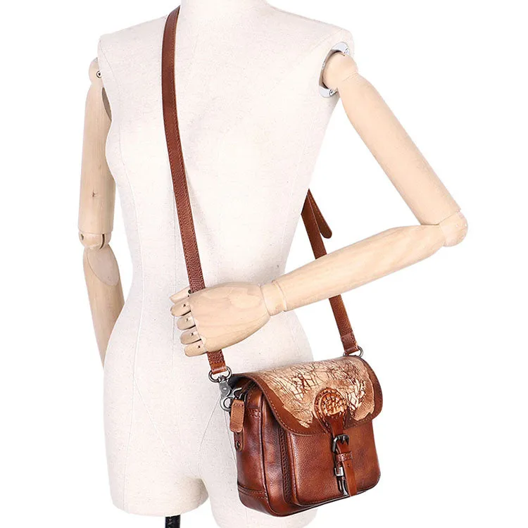 Small Women's Leather Crossbody Satchel Purse Cross Shoulder Bag for Women