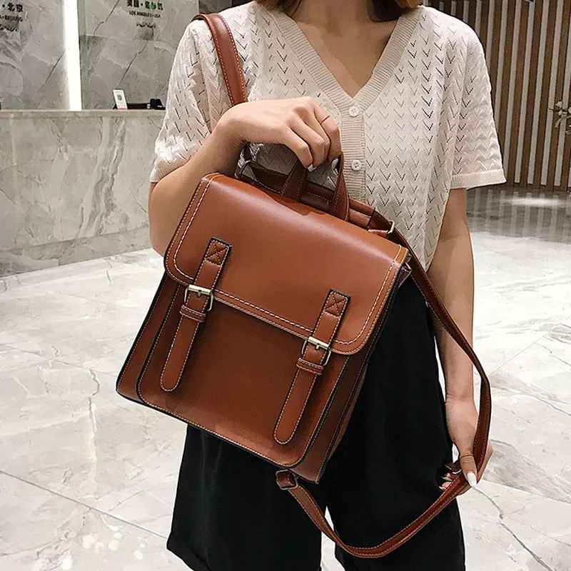 Sohiwoo Vintage Leather School Bag