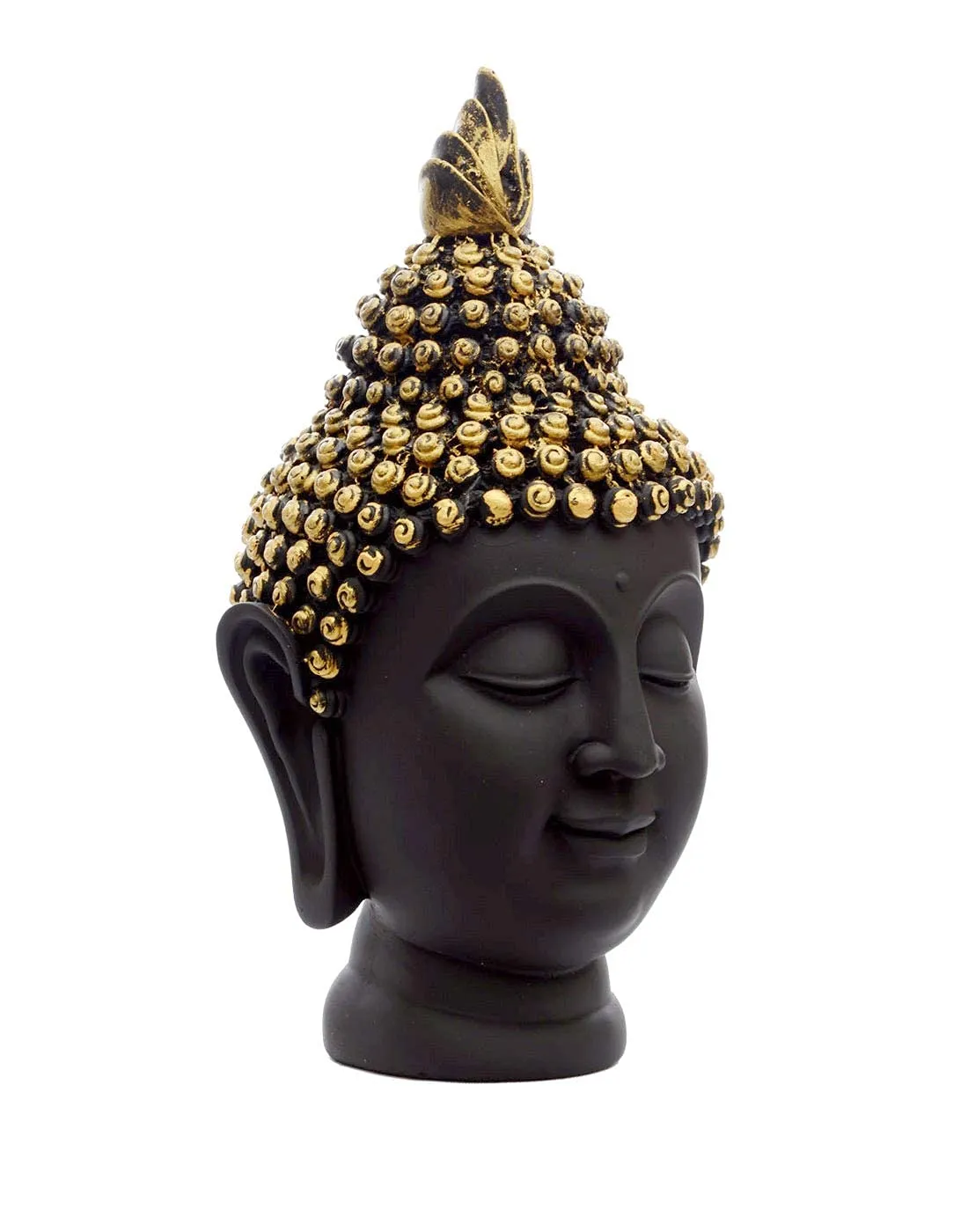 SVAPI® Gautam Buddha Face Head Statue 13.7 cm X 6.3 cm Buddha Idol Showpiece for Home Living Room Office Table Positive Vibes & Decorative Gift Item Black & Golden,,