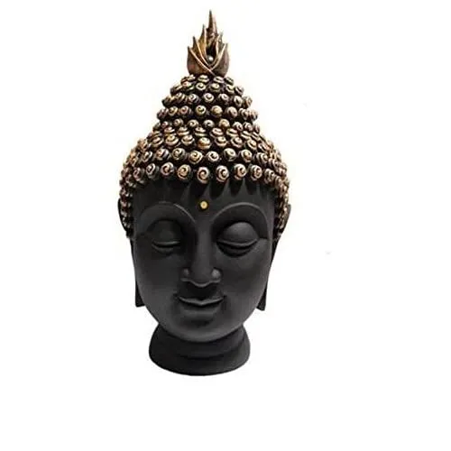 SVAPI® Gautam Buddha Face Head Statue 13.7 cm X 6.3 cm Buddha Idol Showpiece for Home Living Room Office Table Positive Vibes & Decorative Gift Item Black & Golden,,