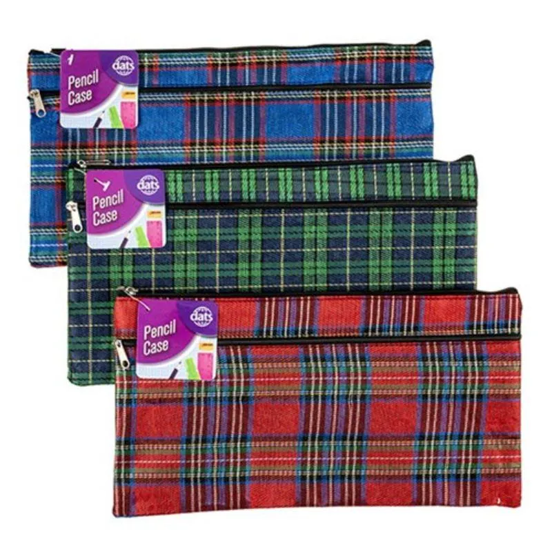 Tartan Design 2 Zip Pencil Case - 32cm x 17cm